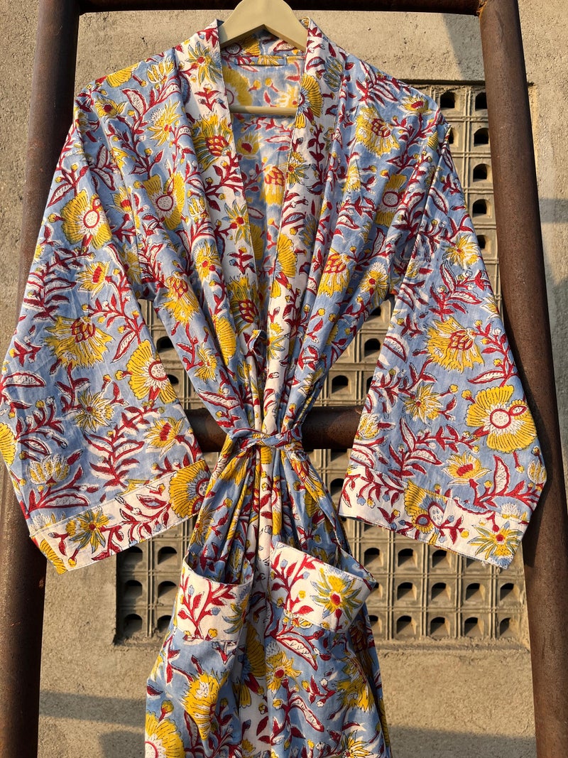 Roots of Jaipur Floral Cotton Kimono Robe for Women - Image 2
